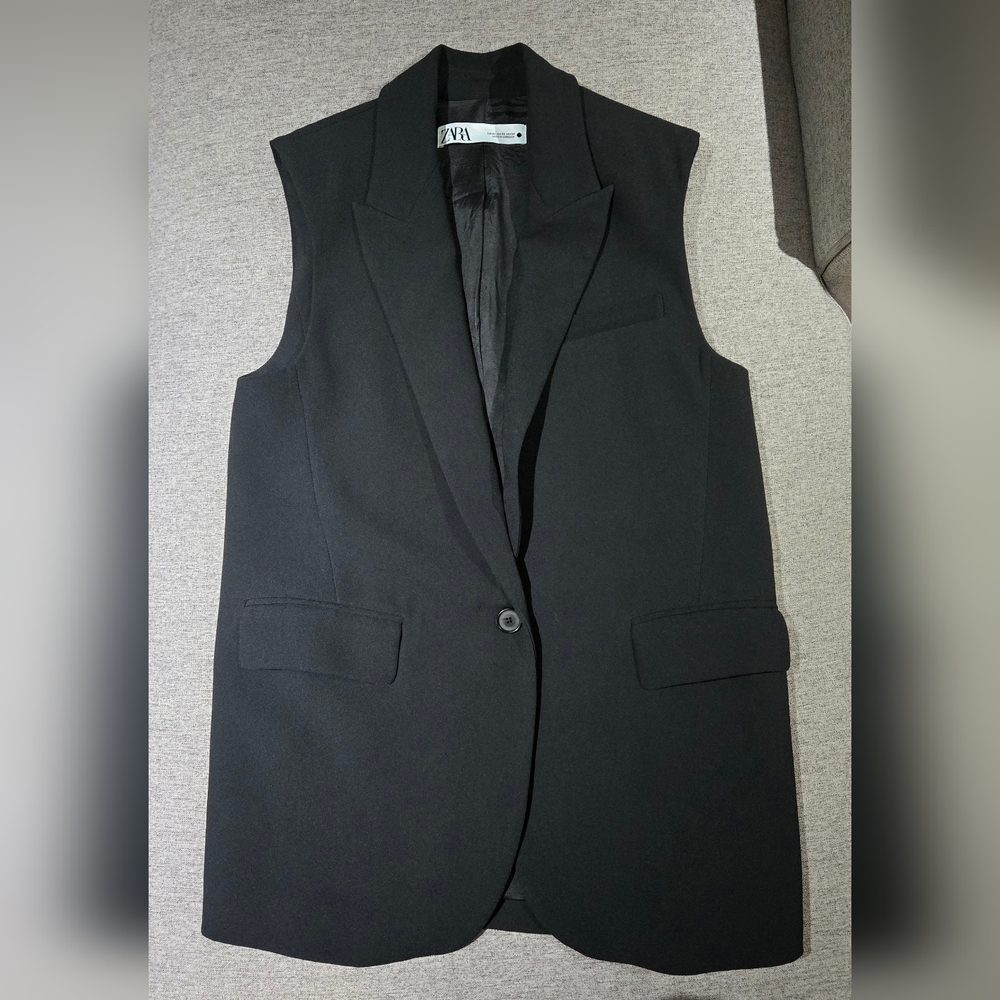 Zara Black Sleeveless Blazer Vest - XS